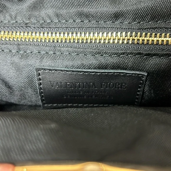 Valentina Fiore Brown Woven Leather Shoulder Bag with Curved Handle, No Strap - Picture 9 of 9